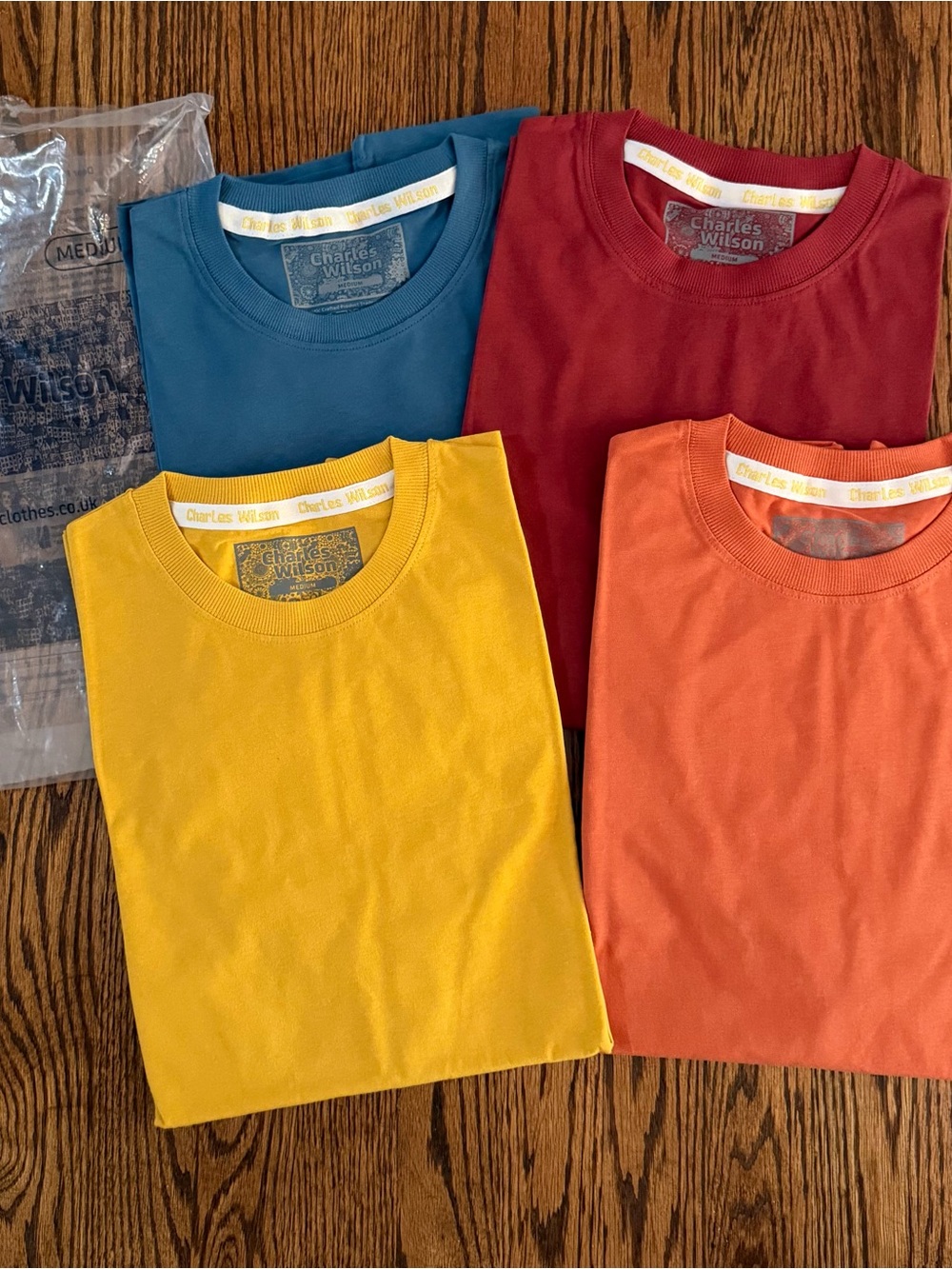 Charles Wilson Men's 4 Pack Midweight Crew Neck T-Shirt - Medium